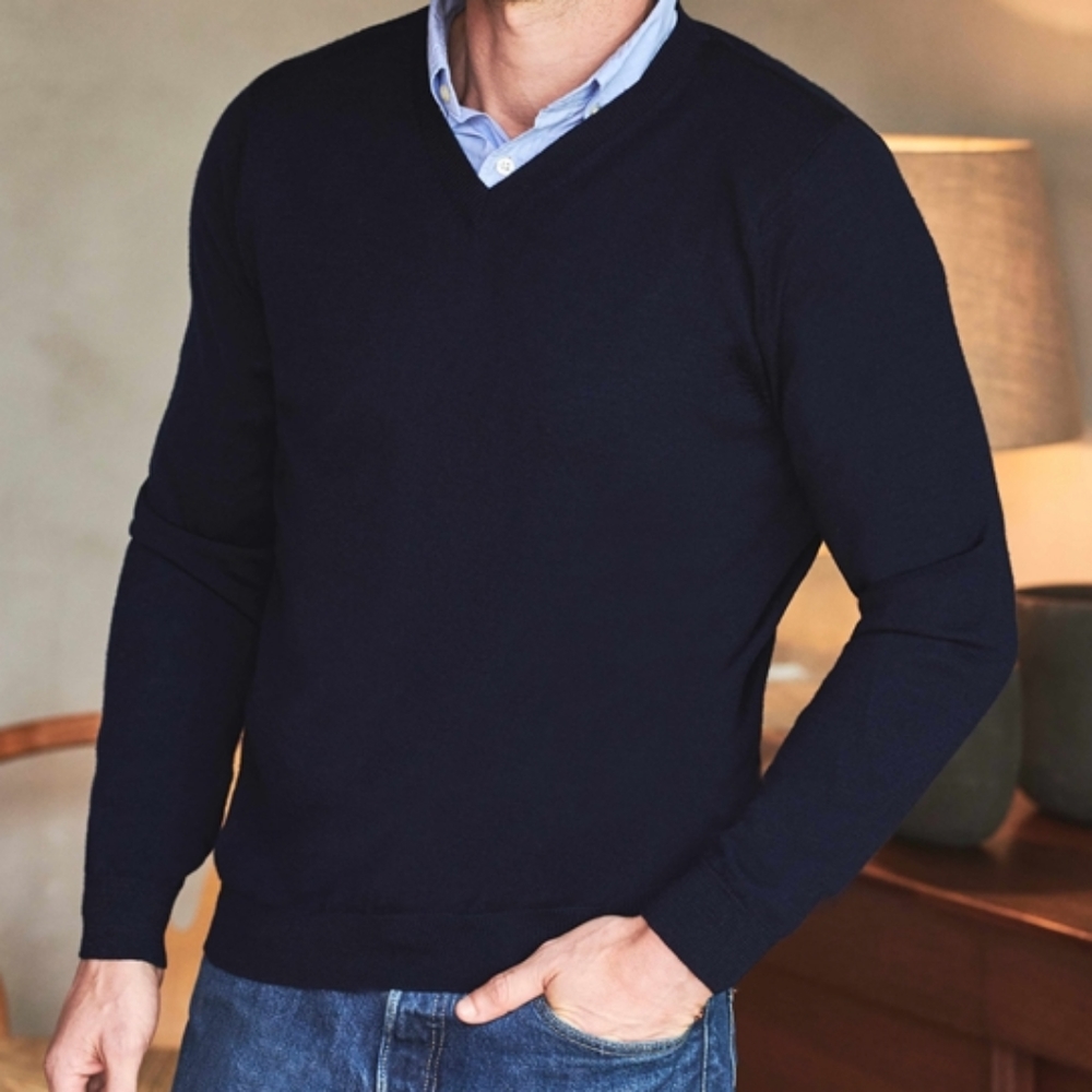 Apt 9 Merino Wool V-Neck Sweater - NWT - Dark Blue/Navy (Peacoat Style) - Small
